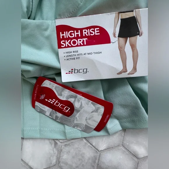 BCG High Rise Pleated Athletic Skort Mint Green Active Tennis Golf Skirt NWT - Picture 3 of 6